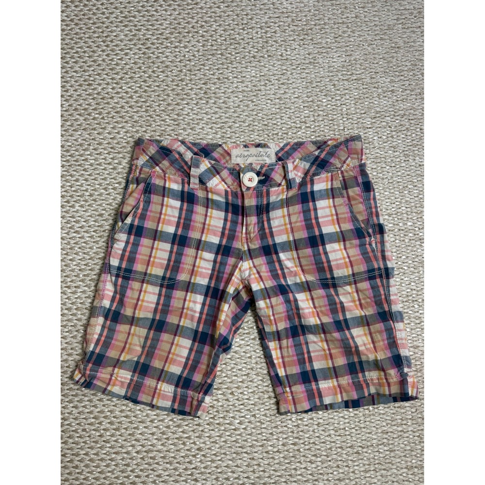 Aeropostale y2k Plaid Shorts vintage cropped Bermuda Capri preppy twee madras